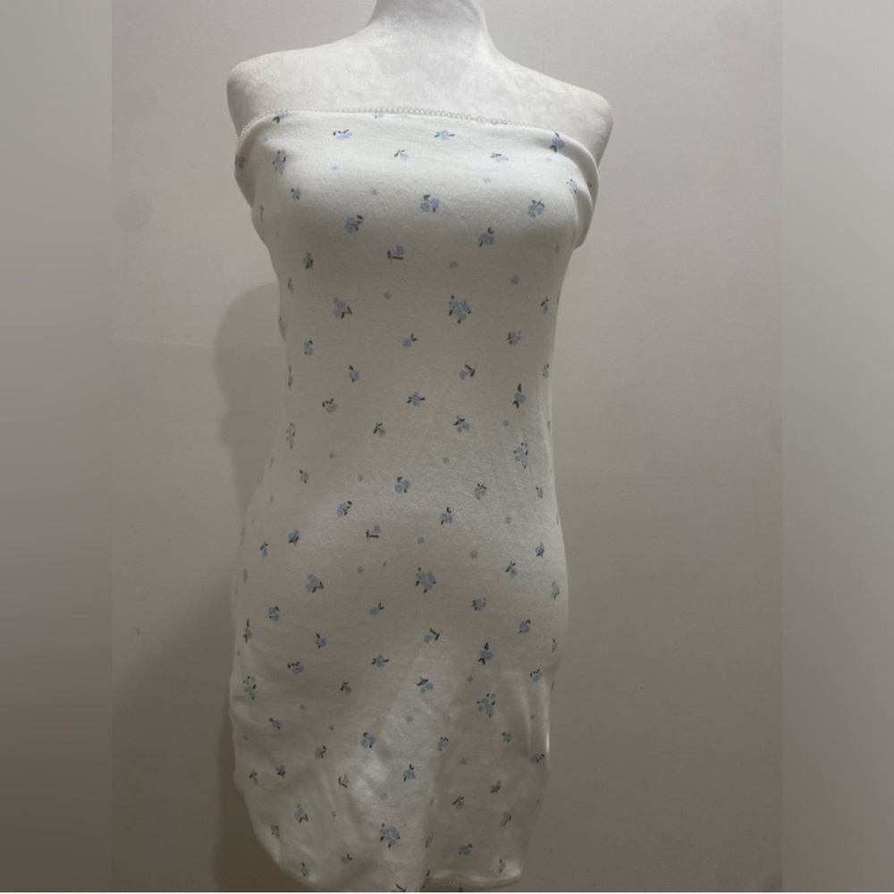 Cotton On White Mini Dress with Blue Floral Print